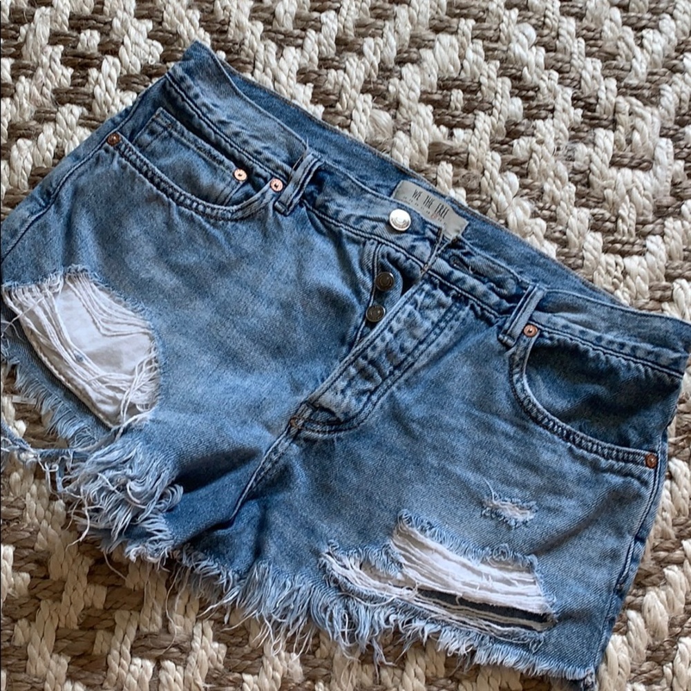 Free people distressed denim shorts